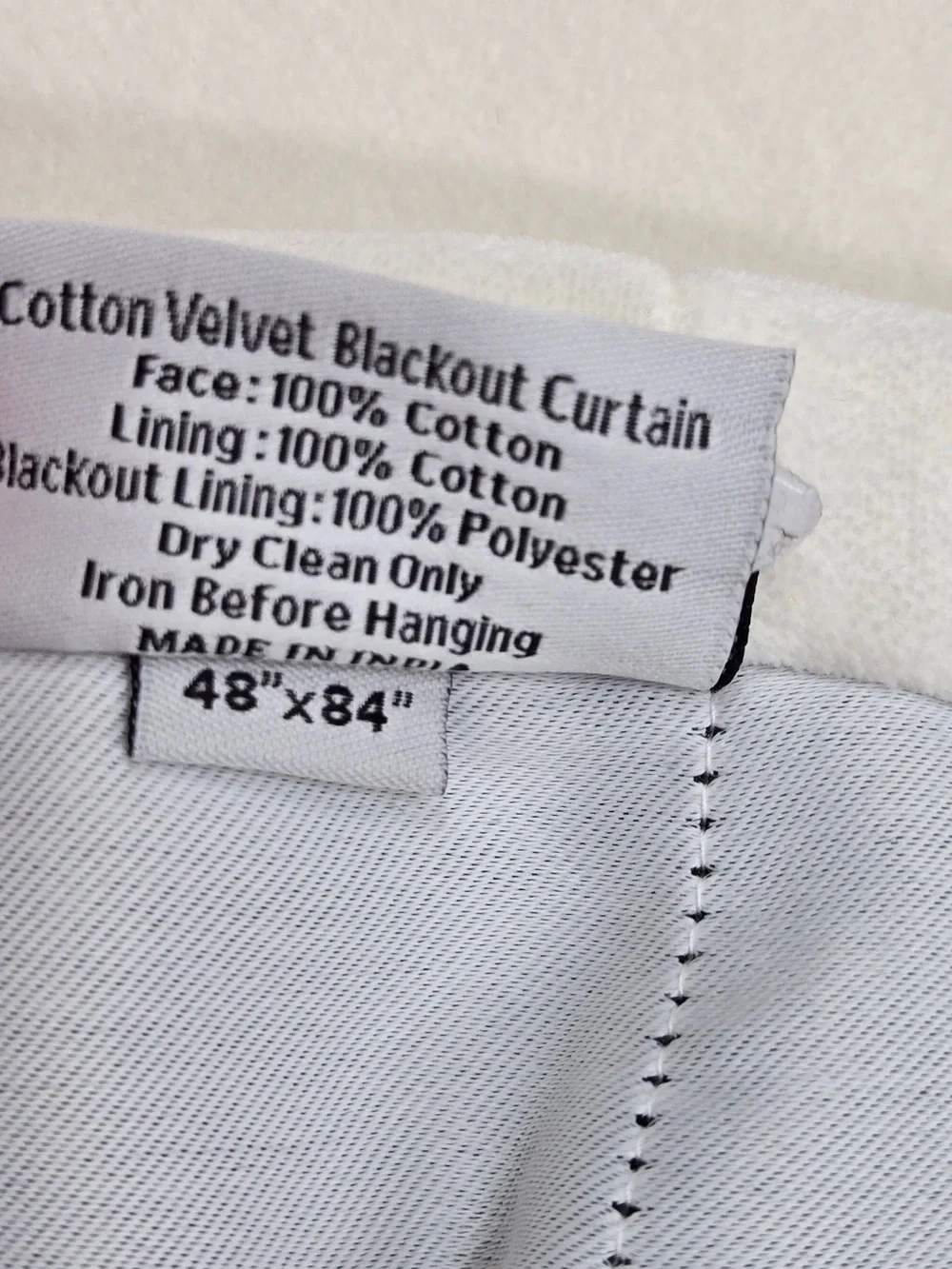 NWT QUINCE Set Of 2 48x84 Cotton Velvet True Blackout Curtains Ivory 9743
